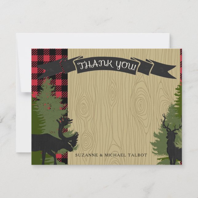 Tarjeta Pequeña Gracias Woodland Forest Lumberjack Baby Shower (Anverso)