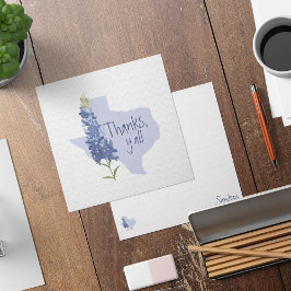 Tarjeta Pequeña Gracias Y'all Bluebonnet Texas