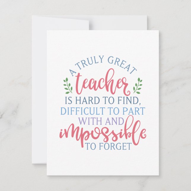 Tarjeta Pequeña Graciosa asignatura de Apreciación a Profesores (Anverso)