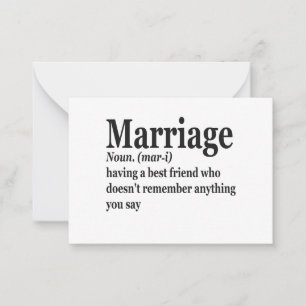 Tarjeta Pequeña Graciosa definición de matrimonio regalo de esposa