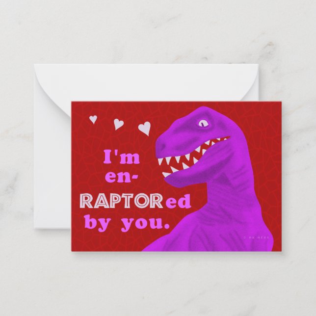 Tarjeta Pequeña Gracioso salón de clases Día de San Valentín Dinos (Anverso)