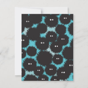 Tarjeta Pequeña Graciosos monstruos esponjosos negros