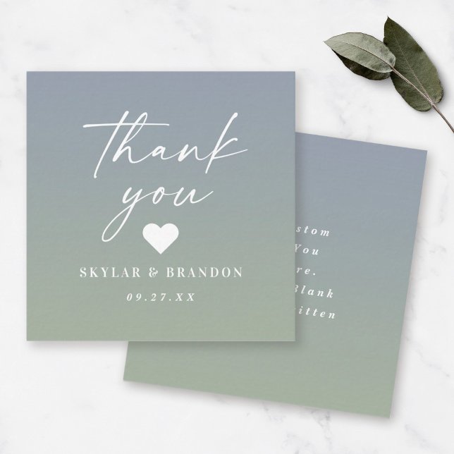 Tarjeta Pequeña Gradiente Ombre Duste Verde Azul Boda Gracias (Subido por el creador)