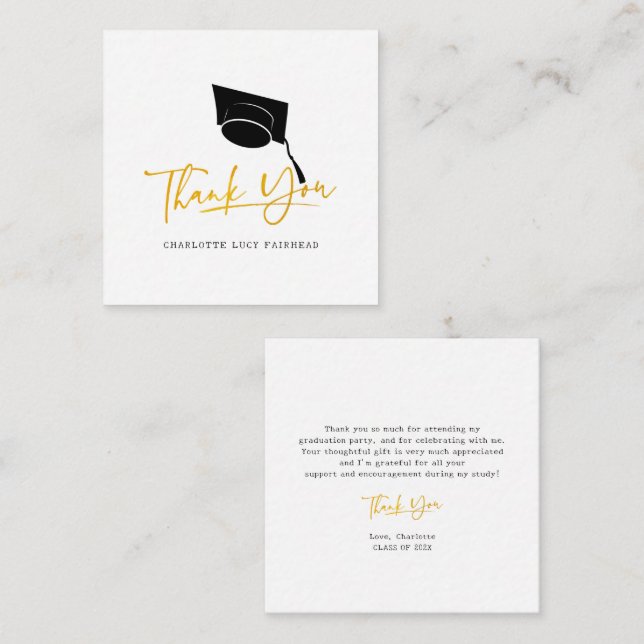 Tarjeta Pequeña Graduación 2025 Elegant Script Gracias (Anverso / Reverso)