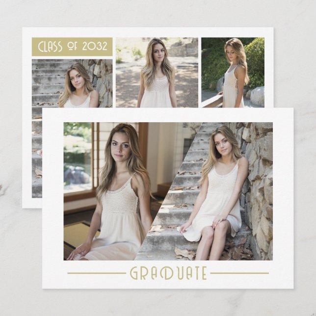 Tarjeta Pequeña Graduación de Collage de fotos de grado 6 de pregr (Anverso / Reverso)