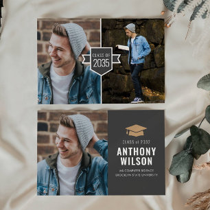 Tarjeta Pequeña Graduación de foto del gol 3 de grado de oro Minim