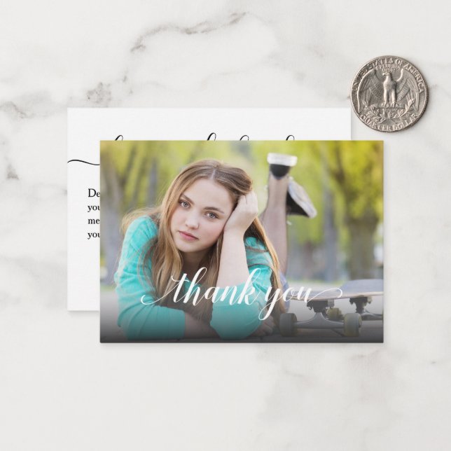 Tarjeta Pequeña Graduación de fotos Gracias Pequeño (Anverso/Reverso In Situ)
