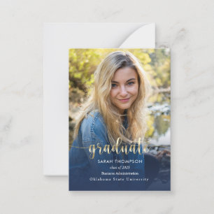 Tarjeta Pequeña Graduación del Collage de fotos azul de la Marina 