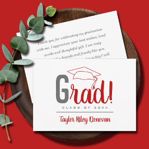 Tarjeta Pequeña Graduación del tapón de gradiente rojo escarlata y
