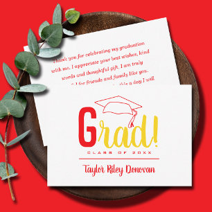 Tarjeta Pequeña Graduación del tapón rojo de moda