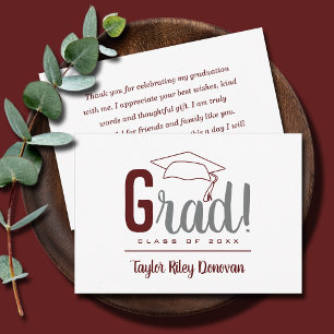 Tarjeta Pequeña Graduación del título de grado de marrón de moda