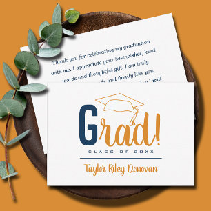Tarjeta Pequeña Graduación del título del Naranja azul y claro de