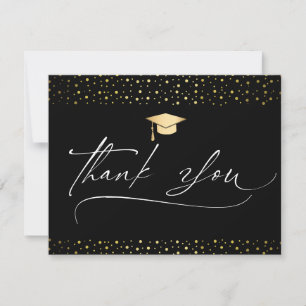 Tarjeta Pequeña Graduación en negro y oro gracias
