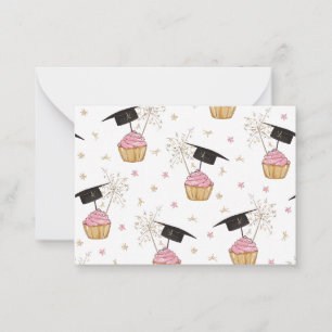 Tarjeta Pequeña Graduación Graduación de tarta rosa Cap Sparkler