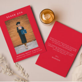 Tarjeta Pequeña Graduación Minimalista Foto simple Gracias