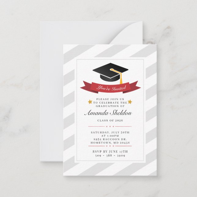 Tarjeta Pequeña Graduación moderna del patrón blanco de grado de p (Anverso)