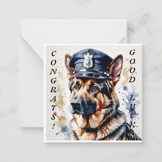 Tarjeta Pequeña Graduación policial de perros Notecard (Anverso)