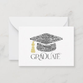 Tarjeta Pequeña Graduate Words Graduate Cap Fiesta Note Card