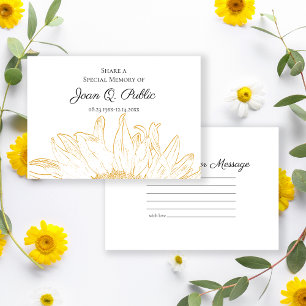Tarjeta Pequeña Gráfica de girasol amarillo comparte funeral de me