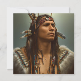 Tarjeta Pequeña Gráfico de guerrero nativo americano indio