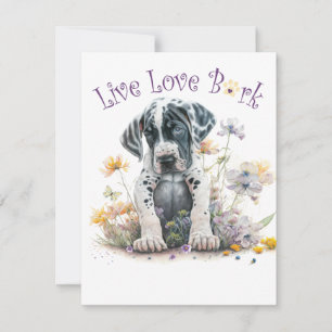 Tarjeta Pequeña Gran Danés Floral de Mamá Perro