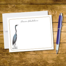 Gran Garza Azul Dibujada a Mano Ave Elegante Vinta