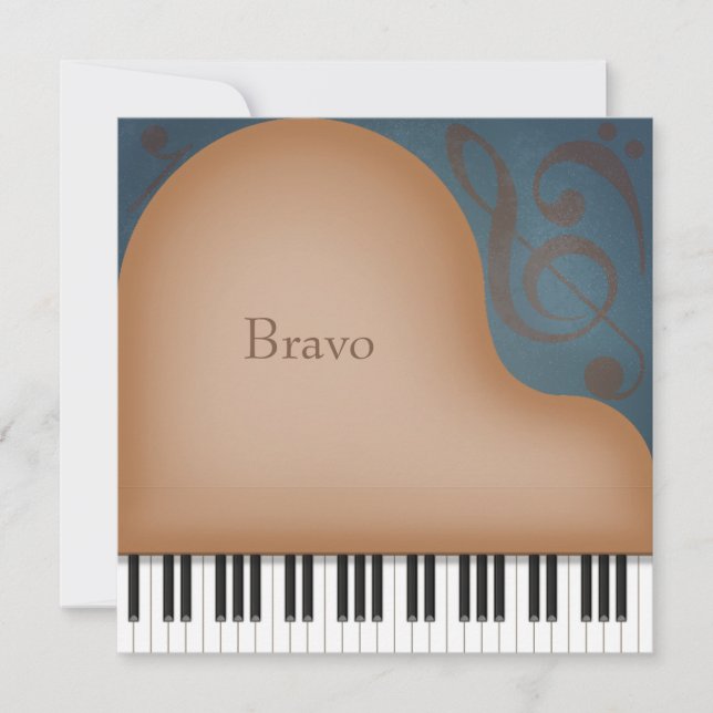 Tarjeta Pequeña Gran piano marrón personalizado (Anverso)