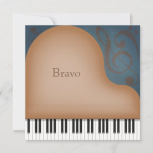 Tarjeta Pequeña Gran piano marrón personalizado