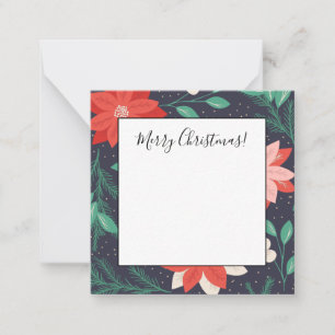 Tarjeta Pequeña Grandes Poinsettias Navideñas Rojas y Blancas