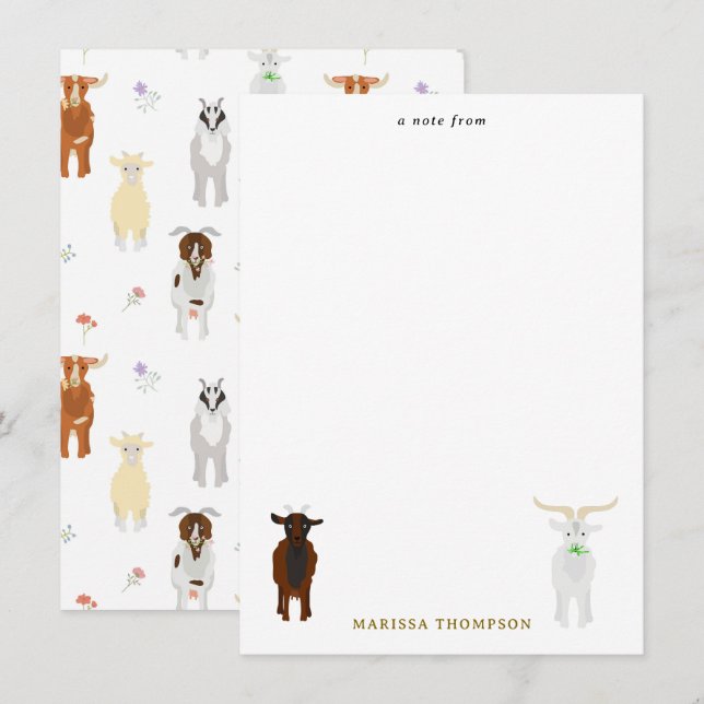 Tarjeta Pequeña Granja de cabras lindas (Anverso / Reverso)