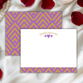 Tarjeta Pequeña Grapevine Modern Hearts Striped Fans Note Card