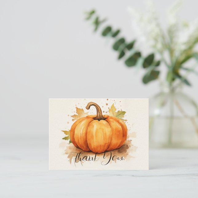Tarjeta Pequeña Gratitud Cosecha Calabaza Gracias (Anverso de pie)