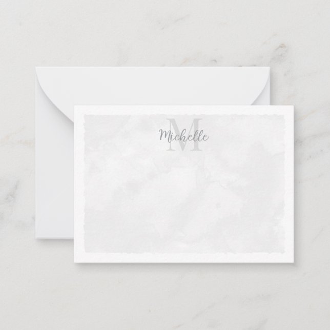 Tarjeta Pequeña Gray Watercolor All Occasion Monogram (Anverso)