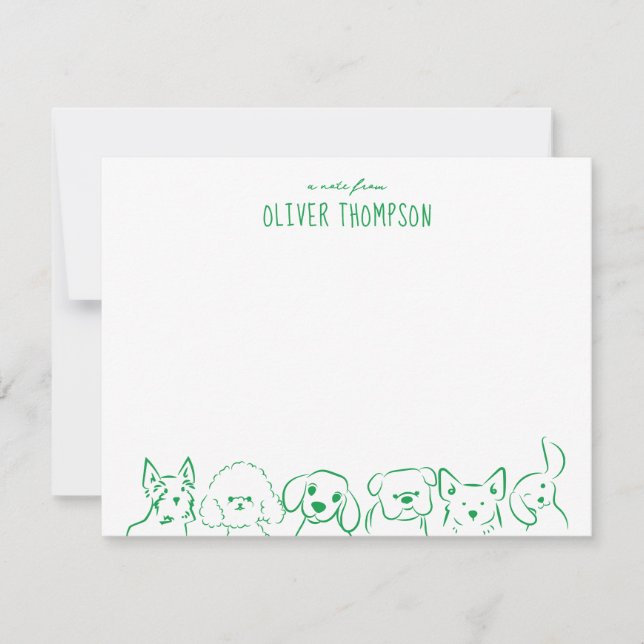 Tarjeta Pequeña Green A Note From Cute Dote Animal Sketch Note Car (Anverso)