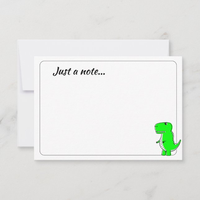 Tarjeta Pequeña Green Dinosaur Drawing Custom Just a Note (Anverso)