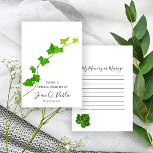 Tarjeta Pequeña Green English Ivy Vine Share Memory Funeral