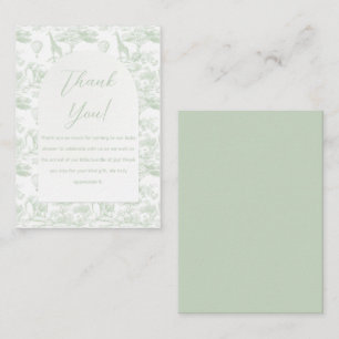 Tarjeta Pequeña Green Safari Toile Jungle Baby Shower Gracias