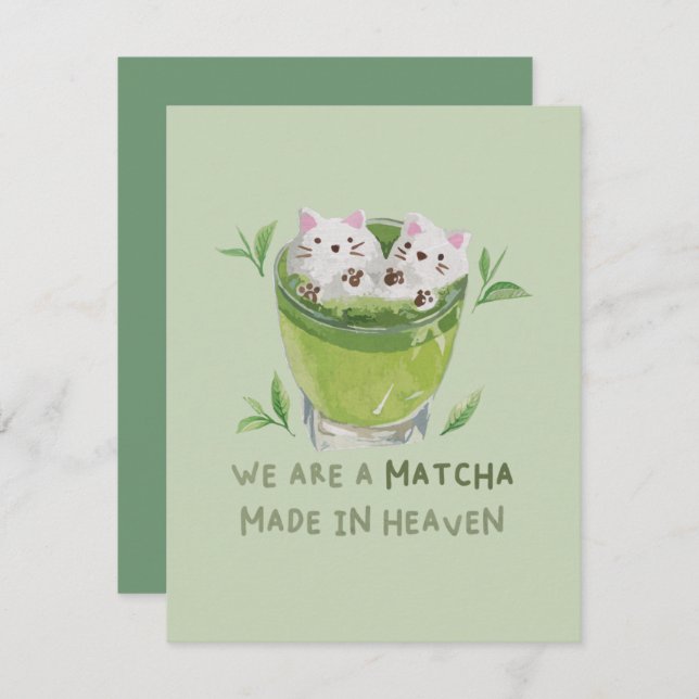 Tarjeta Pequeña Green Tea Pun: Somos un partido hecho en el cielo (Anverso / Reverso)