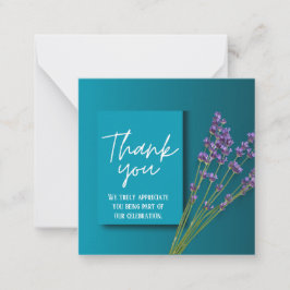 Tarjeta Pequeña Green Thank You Card with Purple Floral Design