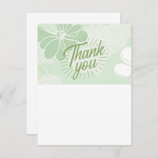 Tarjeta Pequeña Green Thank You Note - Flat - Blank One Side