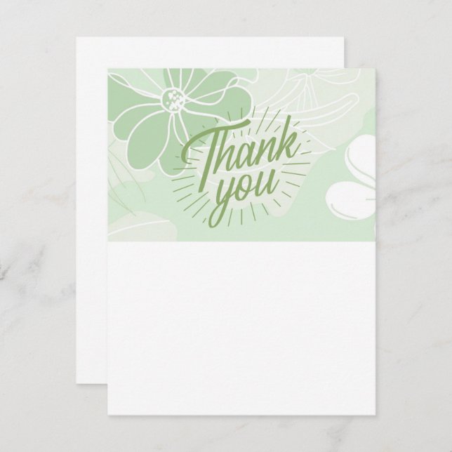 Tarjeta Pequeña Green Thank You Note - Flat - Blank One Side (Anverso / Reverso)