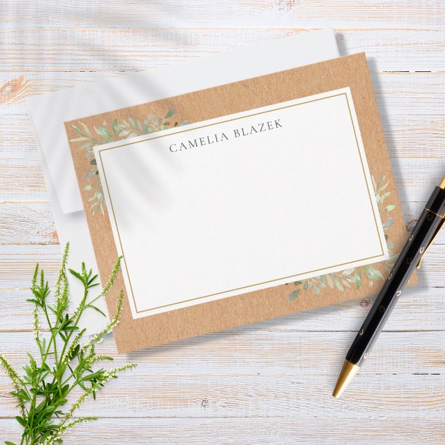 Tarjeta Pequeña Greenery de Acuarela Kraft Rústico (Subido por el creador)