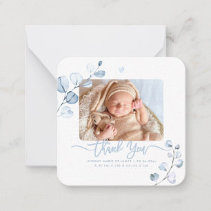 Tarjeta Pequeña Greenery Eucalyptus Baby Shower Gracias Coche