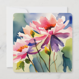 Tarjeta Pequeña Greeting Card with Watercolor Flowers - 2