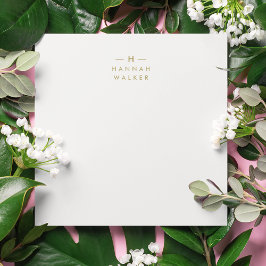 Tarjeta Pequeña Gris dorado monograma | Moderno Minimalista