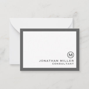 Tarjeta Pequeña Gris monograma clásico personalizado