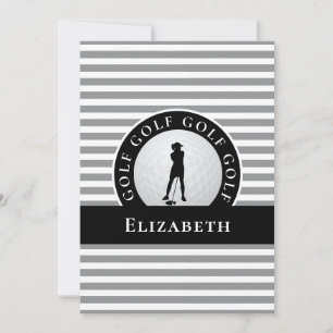 Tarjeta Pequeña Gris Negro Para Ella Personalizado Golfer Gracias
