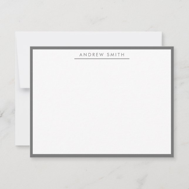Tarjeta Pequeña Gris oscuro línea simple línea moderna clásica Min (Anverso)
