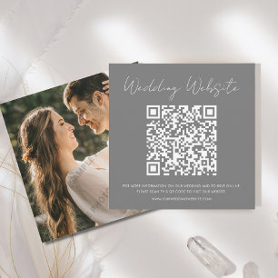 Tarjeta Pequeña Gris   RSVP   Sitio web de la boda