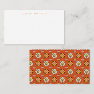 Tarjeta Pequeña Groovy Retro 60 Flores Naranja Personalizado rosa